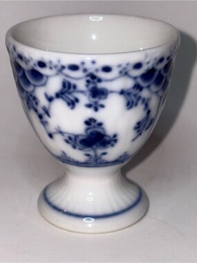 Royal Copenhagen Blue Fluted Egg Cup Half Lace Floral 2”x2.5” 1/542 Vintage